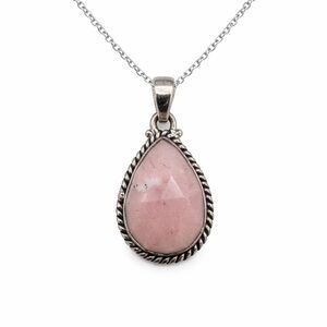 S925 Pink Peruvian Opal Teardrop Pendant